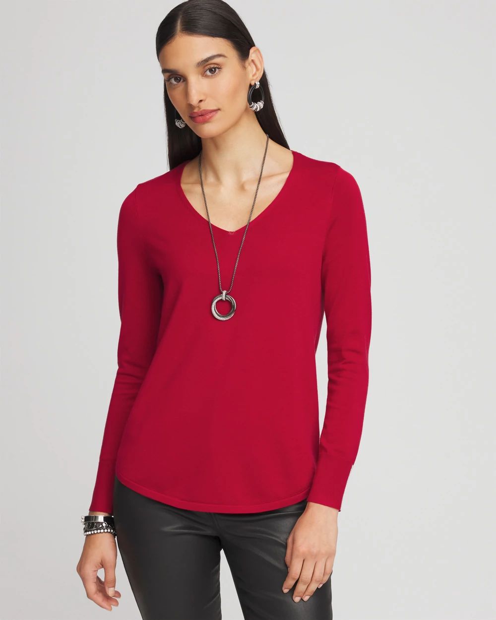 Caviar Trim V-Neck Pullover Sweater | Chico's